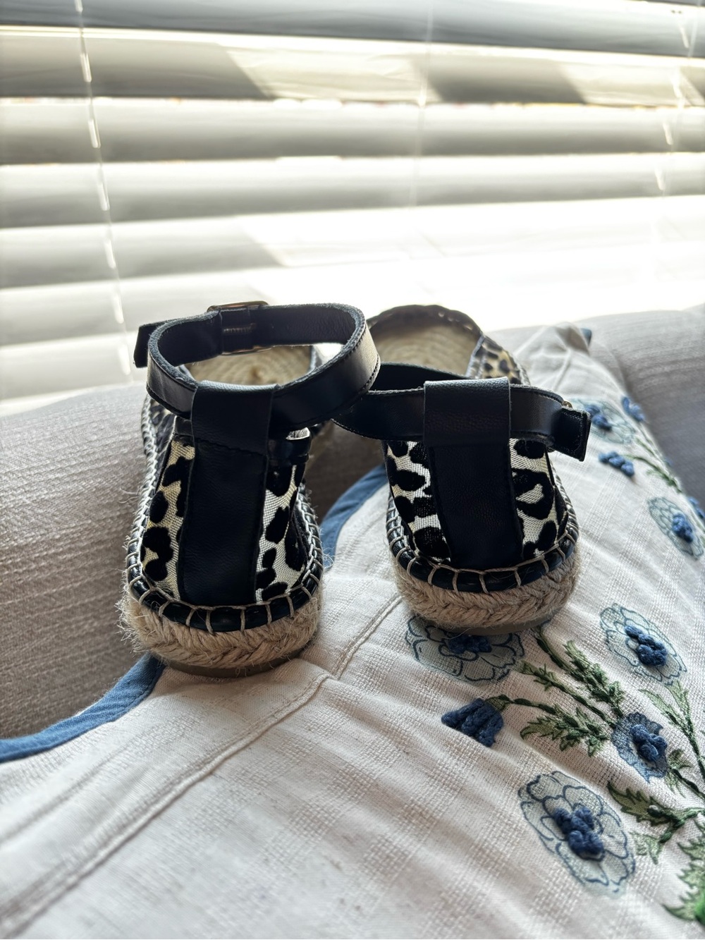 Free People Leopard Espadrille Ankle-Strap Sandals in Black and Beige - Picture 2 of 7